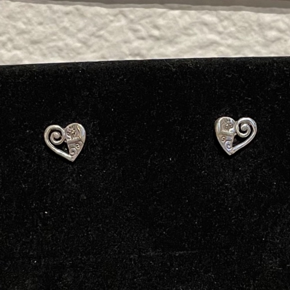 Brighton Cute & Girly Cut Out Swirl Silver Heart Stud Earrings - Picture 1 of 5